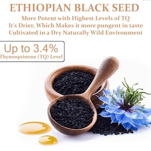 Aceite de semilla negra etíope orgánico, aceite de Kalonji prensado en frío, aceite vegetal puro de Nigella sativa, vegano y con alto contenido de transgénicos, 3,4 % de pureza etíope. imagen 4
