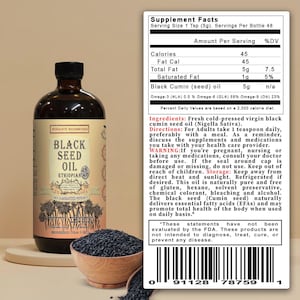 Aceite de semilla negra etíope orgánico, aceite de Kalonji prensado en frío, aceite vegetal puro de Nigella sativa, vegano y con alto contenido de transgénicos, 3,4 % de pureza etíope. imagen 8