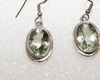 green amethyst sterling silver earrings