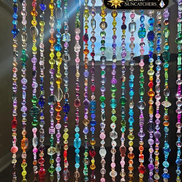 22" Rainbow Vintage-Inspired Beaded Curtain Strand | Boho Window Decor