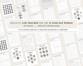Planificador de vida / Seguimiento de facturas / Seguimiento de actividad física / Planificador de comidas / Regalos de cumpleaños número 21 para niñas / Regalos de cumpleaños para mujeres de 20 años /