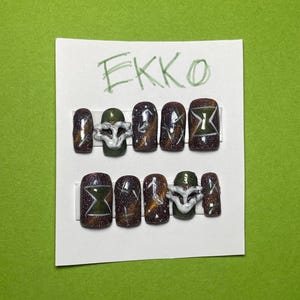 ARCANE Customizable Press On Gel X Nails / &quot;EKKO&quot; / arcane nails / ekko nails / jinx / timebomb / cosplay nails