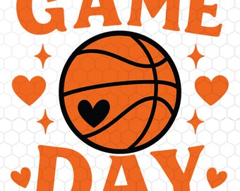 Spiel Basketball Tag PNG, Basketball Herz Png, Sport Mom Sublimationsdesign, Spieltag Shirt PNG, digitaler Download