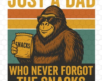 Retro Gorilla Dad Png, Nur ein Vater, der die Snacks Png nie vergaß, lustiges Vatertags-Shirt Design, digitaler Download