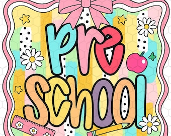 Pre School Png, Coquette Bow Png, Back to School, Gift for Teacher, Girly Teacher Png, Teacher Appreciation, Teacher Png