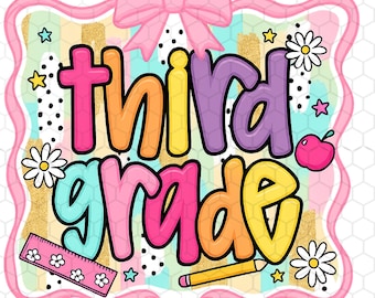 Third Grade Teacher Png, Coquette Bow Png, Back to School, Gift for Teacher, Girly Teacher Png, Teacher Appreciation, Teacher Png