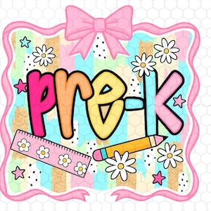 Pre-K Png, Coquette Bow Png, Back to School, Gift for Teacher, Girly Teacher Png, Teacher Appreciation, Teacher Png