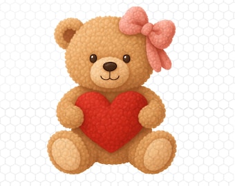 Liebe PNG Valentinstag Png, Gestrickte Textur Liebesbriefe mit Herz Schleife, Romantische PNG, Valentinstag Shirt Design, Sofort Download