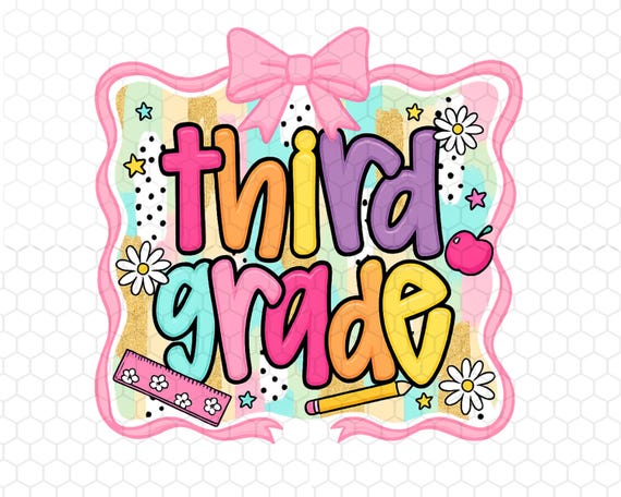 Third Grade Teacher Png, Coquette Bow Png, Back to School, Gift for Teacher, Girly Teacher Png, Teacher Appreciation, Teacher Png