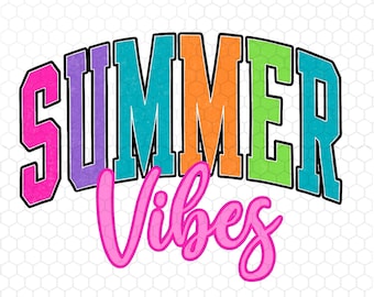 Summer Vibes PNG, Summertime Png, Trendy Summer Png, Varsity Png, Neon Summer Png, Distressed Png, Retro Summer Png, Instant Download