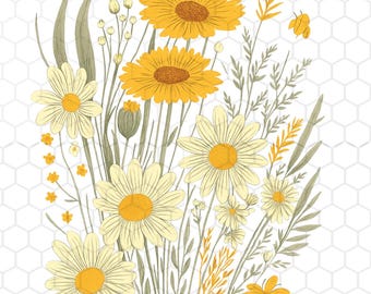 Madeliefje PNG, Wilde bloemen PNG, Madeliefje lente design, Retro madeliefje PNG, Bloemen PNG, Digitale download