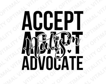 Autism PNG, Accept Adapt Advocate Autism PNG, Autism Awareness, Autism Acceptance, Autism Shirt Design, Digital Download