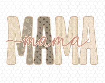 Mamá neutra PNG / Diseño de sublimación de mamá con estética bohemia / Clipart de mamá floral minimalista / Gráfico de camiseta del Día de la Madre / Mamá retro PNG