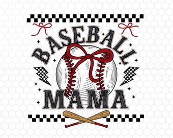 Baseball Mama Png, Baseball Coquette Png, Retro Baseball Mom Png, Game Day Png, Checkered Baseball Coquette Png, Instant Download