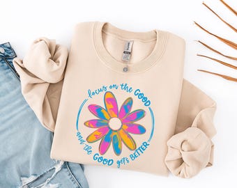 Focus On The Good Png, Boho Hippie Png, Floral Png, Faith Png, Inspirational Png, Mental Health Png, Instant Download