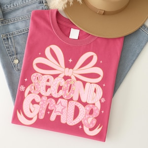 Second Grade Png, Floral Second Grade Png, Coquette Bow Png, Back to School, Girly Teacher Png, Teacher Appreciation, Teacher Png
