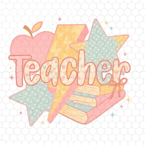 Preppy Teacher Coquette Bow Png, Teacher Life Png, Back to School, Gift for Teacher, Teacher Appreciation, Teacher Png