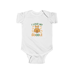 I LOVE MY DOODLE Infant Onesie, Dog Lover Baby Outfit, Labradoodle Goldendoodle Gift, Doodle Dog Mom Dad Shirt, Puppy Dog Biscuit Bodysuit,