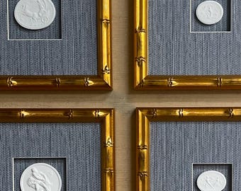 Intaglio on blue grasscloth