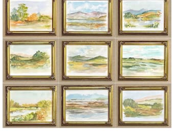 Framed watercolor in gold ornate frame