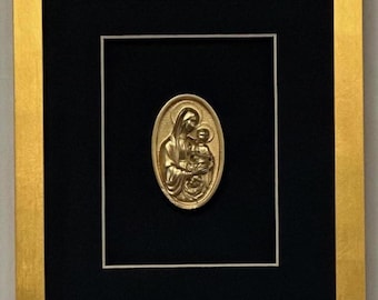 Jesus and the Virgin Mary Intaglios in Gold on Black