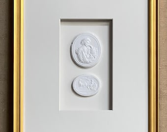 Double Intaglio Art, Gold Frame, Traditional Wall Decor