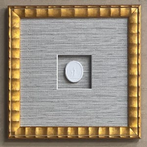 XL Intaglio on blue grass cloth