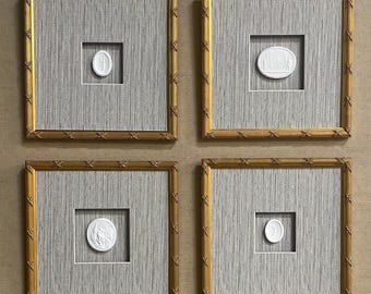 Intaglio on green grass cloth