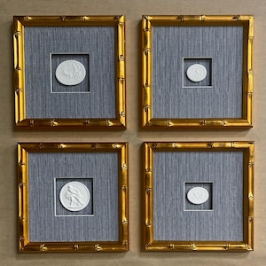 Intaglio on blue grasscloth