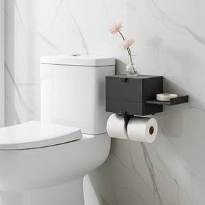 トイレットペーパーホルダー（棚と収納ボックス付き） – モジュラー式、穴あけ不要、ドイツ製 | CREORYA by Cr3Dator