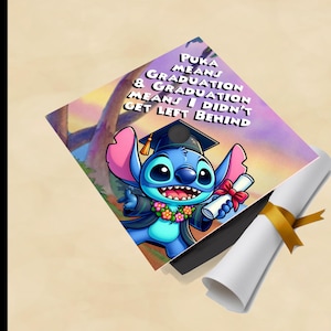 Stitch Glitter Graduation Cap Topper |  Graduation Decoration | Funny cap topper