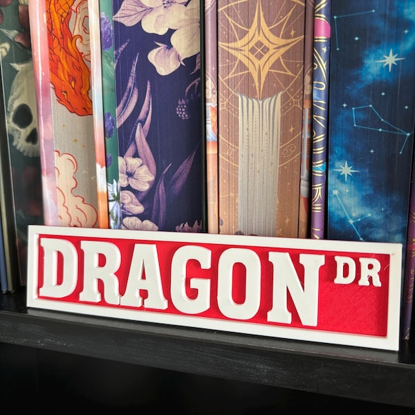 Dragon Drive Bookshelf Sign Bookish Decor
