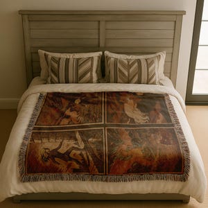 Design of:
Four iconic scenes from the book Fourth wing
laid flat on a bed