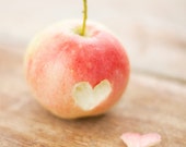 Valentines day - Apple photography - Rustic kitchen decor  - Fine art photography - Romantic pastel photo - Love heart wedding art