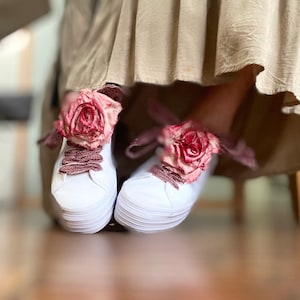 Dress Up Your Shoes, Flower Shoe Clip Set, Colored Shoelaces, Fancy Sneakers, Shabby Country Style, Red Rose Clip &#39;PENELOPE&#39;
