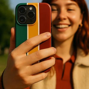 70s Retro Stripe Phone Case | Green Gold Red 90s Vintage Style Cover | Groovy Color Block Phone Case | S25 Ultra Phone Case | iphone 16/15