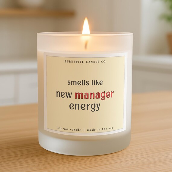 Funny New Boss Celebration Candle, Promotion Gift for Manager, Unique Corporate Gift for Coworker | 9oz Scented Soy Wax Candle