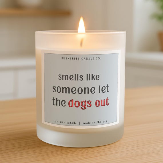 Funny Dog Lover Scented Candle Gift for Dog Mom | Smells Like Someone Let The Dogs Out Humorous Soy Candle