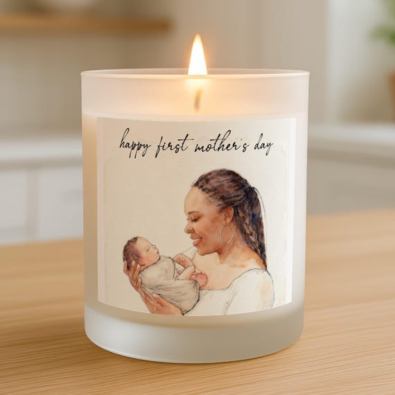 First Mother's Day Candle, Custom Photo Scented Candle for New Mom, Personalized Baby Portrait Art Keepsake Gift