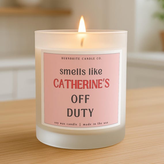 Personalized Off Duty Scented Candle | Custom Name Relaxing Soy Wax Candle Gift for Her | Funny Self Care Spa Day Gift