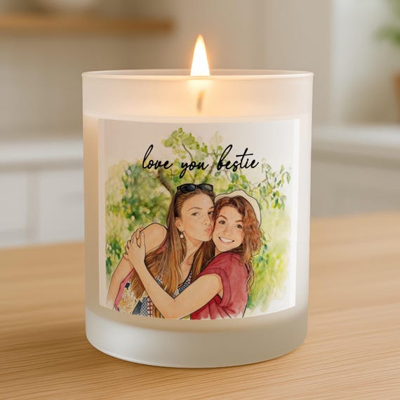 Best Friend Scented Candle, Love You Bestie Watercolor Art, BFF Gift, Soul Sister, Friendship Birthday Gift, Thinking of You Candle