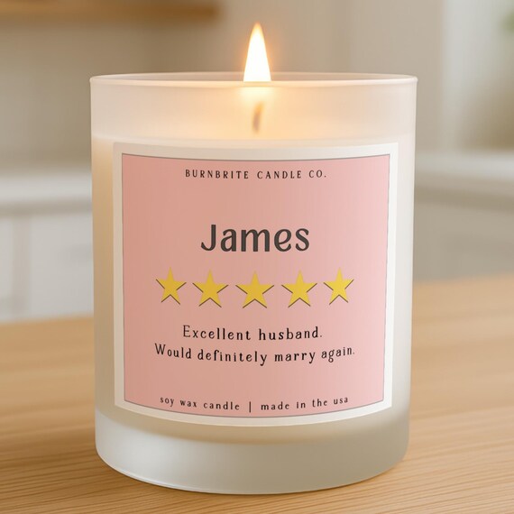 Personalized Husband Candle, Custom 5-Star Review Scented Candle, Excellent Husband Gift, Anniversary, Valentine's Day Present for Him
