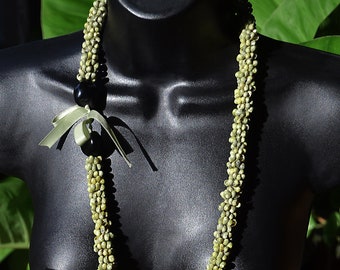 SHELL LEI  with Kukui Nut Ends Hawaii 34"