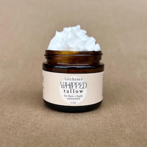 SINGLE INGREDIENT Unscented Whipped Tallow Moisturizer, No Essential Oils, Grass Fed and Finished Tallow, Sourced From Sustainable Farms