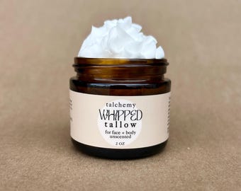 SINGLE INGREDIENT Unscented Whipped Tallow Moisturizer, No Essential Oils, Grass Fed and Finished Tallow, Sourced From Sustainable Farms