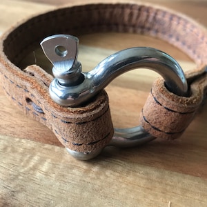 Leather cuff for a man or woman Western Cowboy BOHO jewelry Shackle clasp clevis clasp