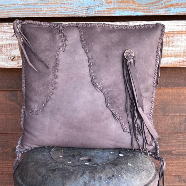 Crazy Woman  Deer Leather Pillow - decorative pillow
