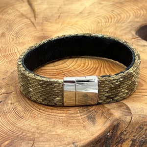 Prairie Rattlesnake Rattle Snake bracelet cuff for a man or woman Western Cowboy BOHO jewelry 3/4 inch wide