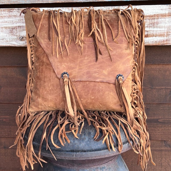 Dusty Road - Horse Leather Pillow - decorative pillow