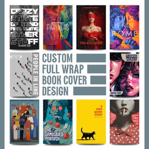 Könnte beinhalten: Eine Sammlung von individuellen Buchcover-Designs mit Rundumschlag. Die Cover zeigen verschiedene künstlerische Stile, darunter Illustrationen und Grafikdesigns. Zu den Titeln gehören "Crazy State of Mind", "Partners", "The Red Night" und "This is Not Rome."